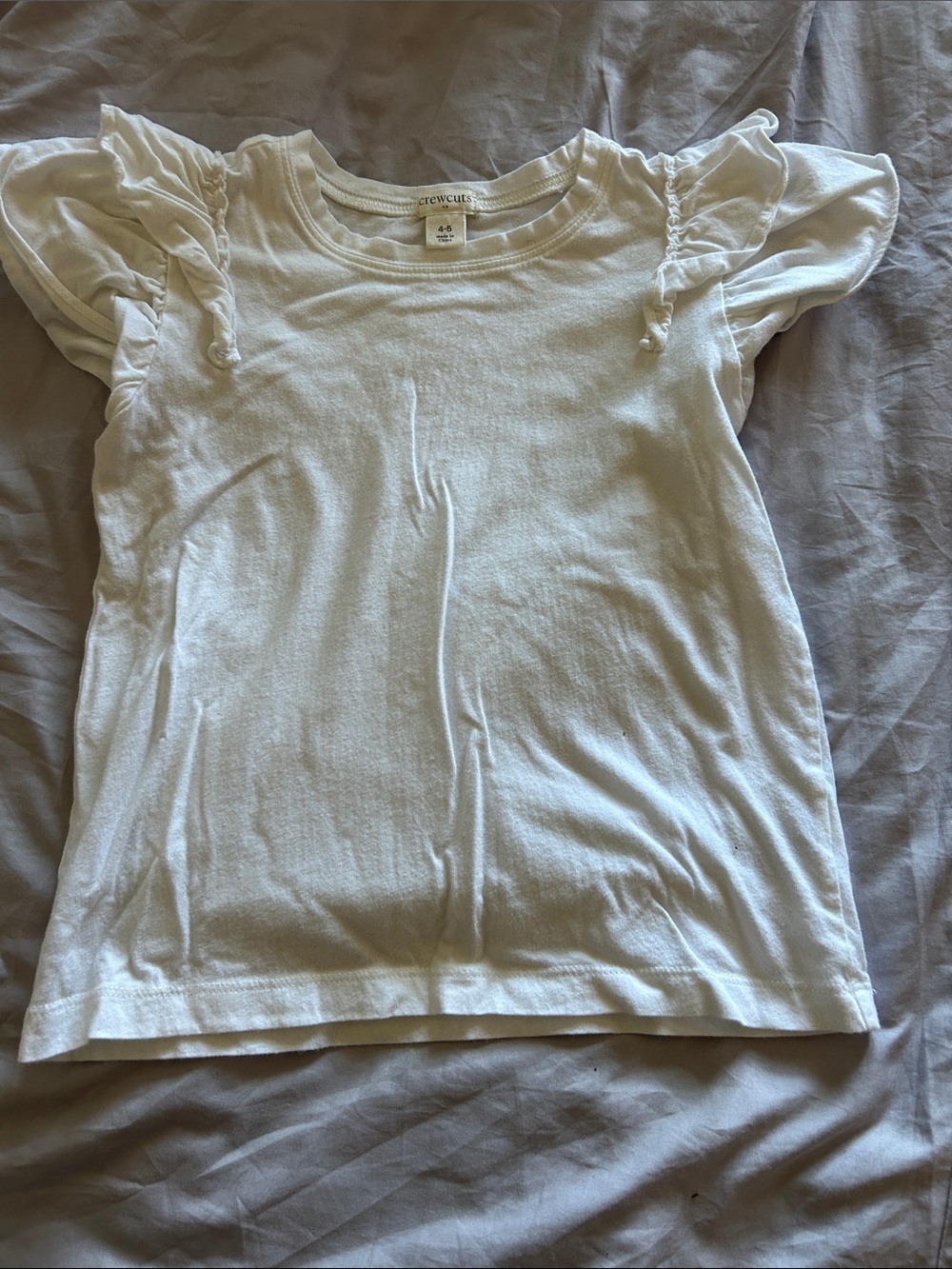 Crewcuts White Ruffle-Sleeve Tee - Girls